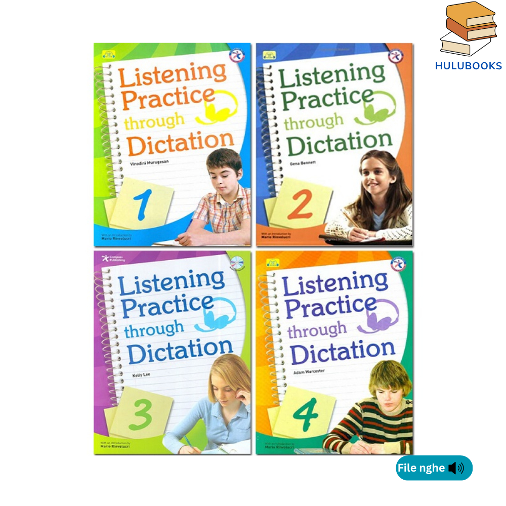 Sách - Listening Practice Through Dictation - Level 1,2,3,4 - Tặng file nghe - In laser