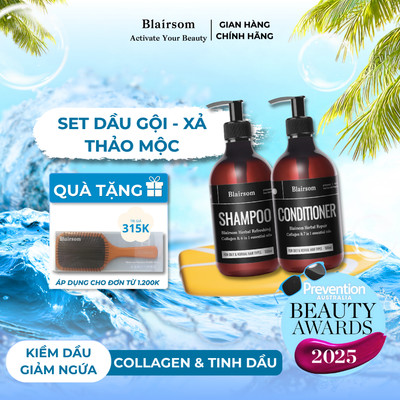 Bộ combo gội xả Kiềm dầu hiệu quả Thảo Mộc giảm ngứa 500ml Blairsom Úc(dành cho tóc dầu, tóc thường)