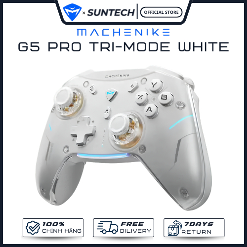 ay Cầm Chơi Game Machenike G5 Pro Tri-Mode White - Công Nghệ Hall Effect Chống Trôi, Kết Nối 3 Chế Đ