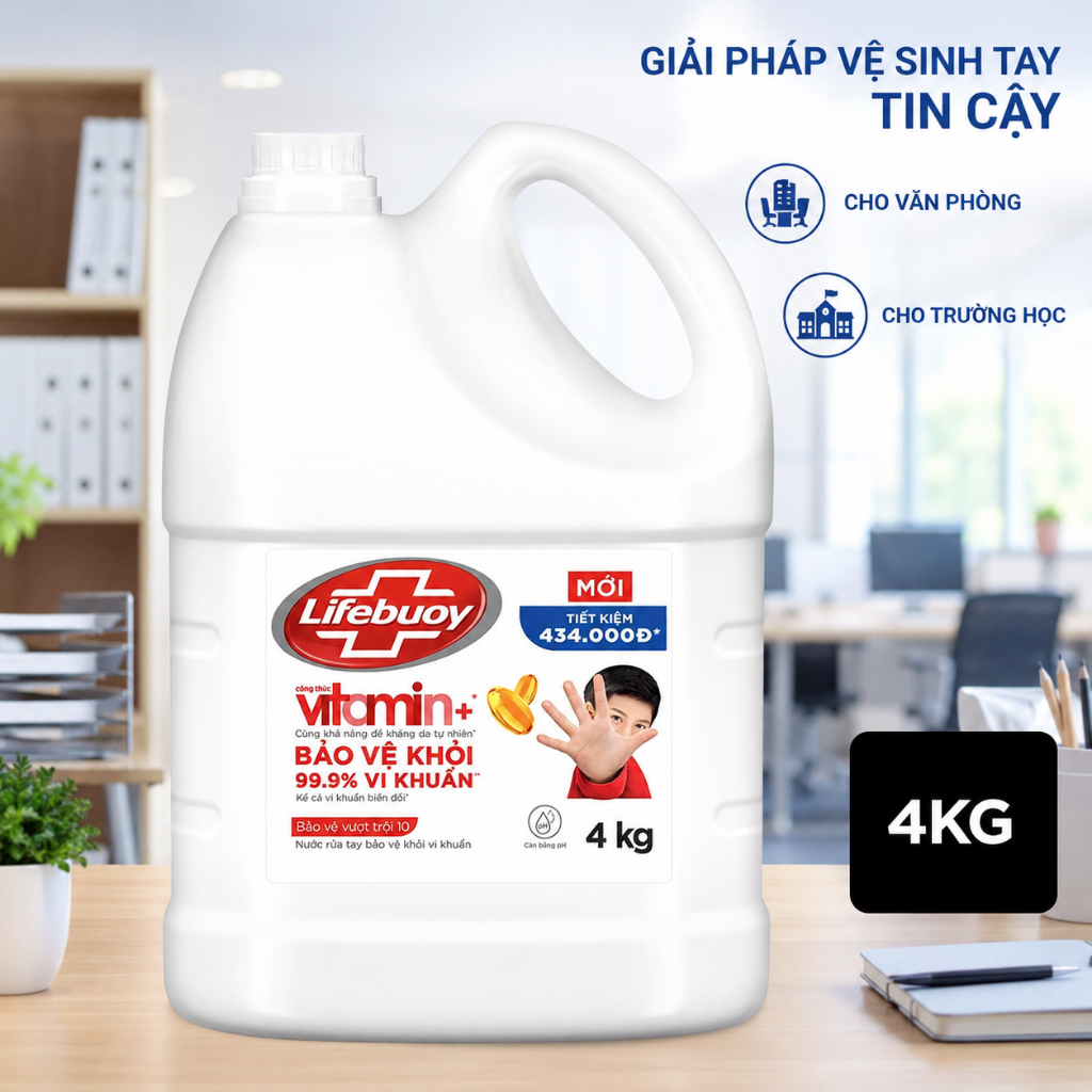 Nước Rửa Tay Lifebuoy Bảo Vệ Vượt Trội Can 4kg