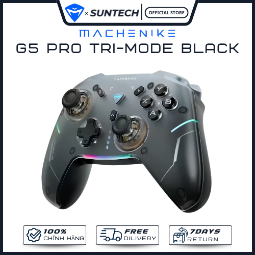 Tay Cầm Chơi Game Machenike G5 Pro Tri-Mode Black - Công Nghệ Hall Effect Cao Cấp, Phím Cơ Học, LED 