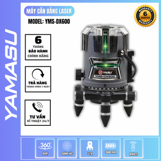 Máy Cân Bằng Laser YAMASU YMS-DX600 5 Tia Xanh Series S LED Siêu Sáng 2 Pin Remote Hộp Nhôm Đế Xoay Vòng Bi Cao Cấp