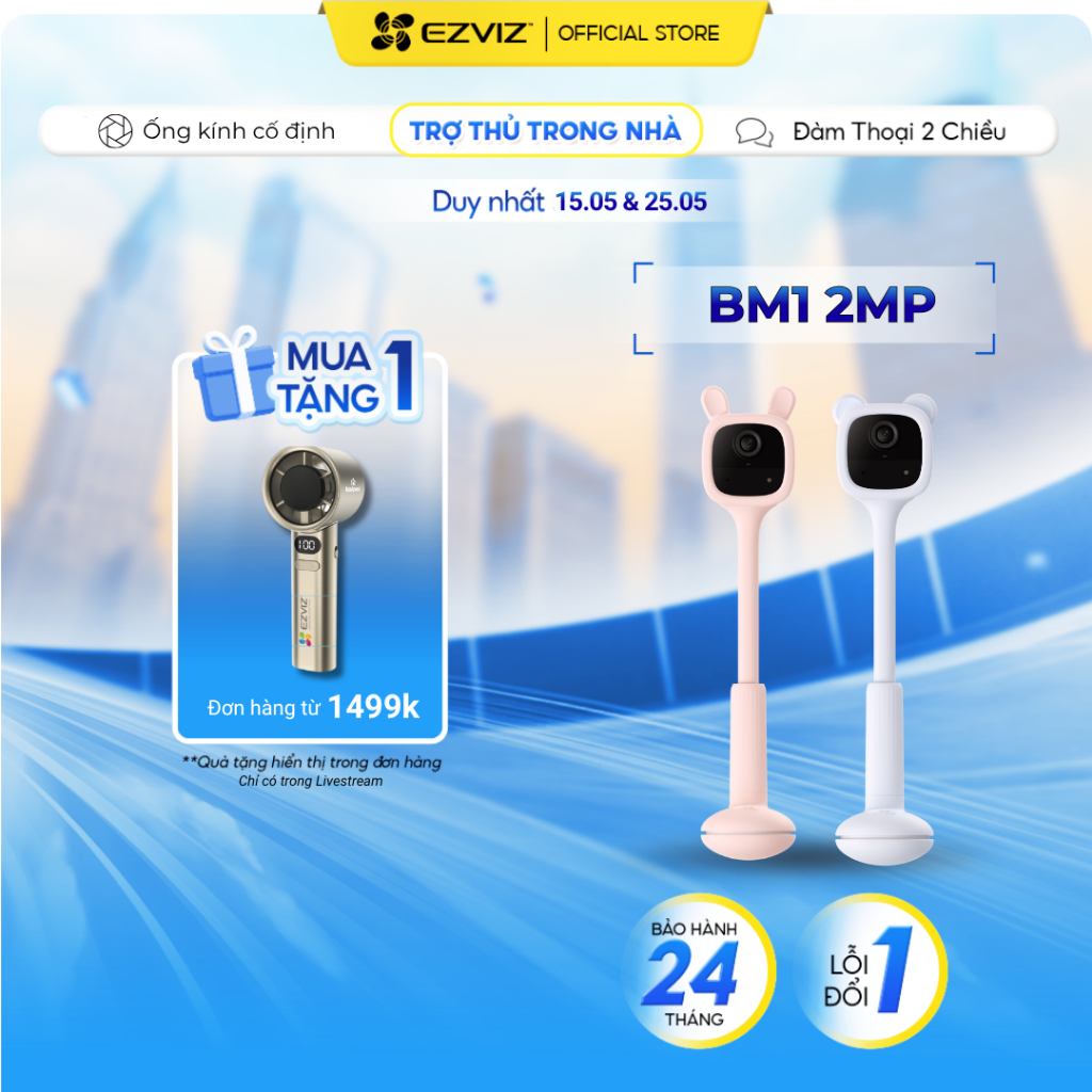 Camera Baby EZVIZ BM1, FHD 1080P, Pin Sạc & Wi-fi, Hồng Ngoại Vô Hình