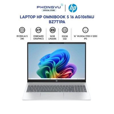 Laptop HP OmniBook 5 16 ag1069AU - BZ7T1PA - Ryzen AI 5 340 - RAM 16GB - 512GB SSD - Bảo hành 12 tháng