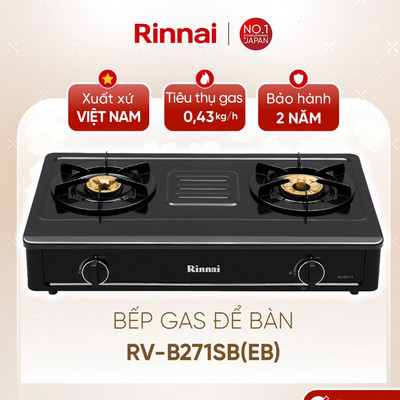 [CHÍNH HÃNG] Bếp gas dương Rinnai RV-B271SB(EB) - Mặt bếp Thép phủ men và kiềng bếp men