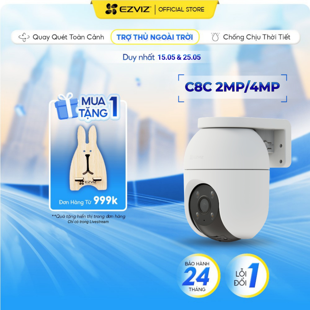 Camera WIFI Ngoài trời EZVIZ C8c 2MP/4MP - Bản nâng cấp của H8C Ghi hình màu ban đêm, Phát hiện ngườ