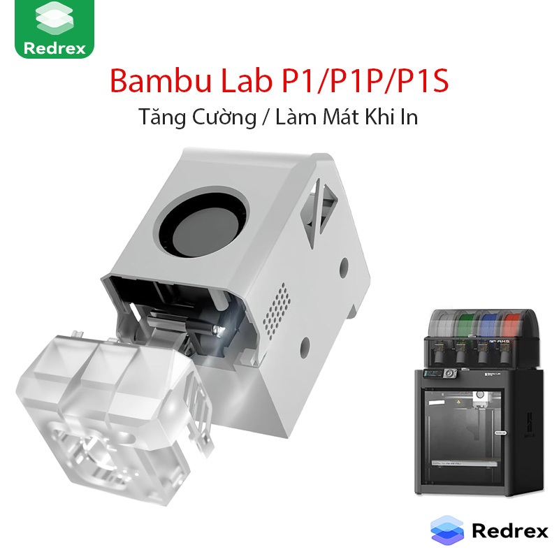 REDREX Ống dẫn gió 4 hướng cho Bambu Lab P1/P1P/P1S – Tản nhiệt, lắp đơn giản