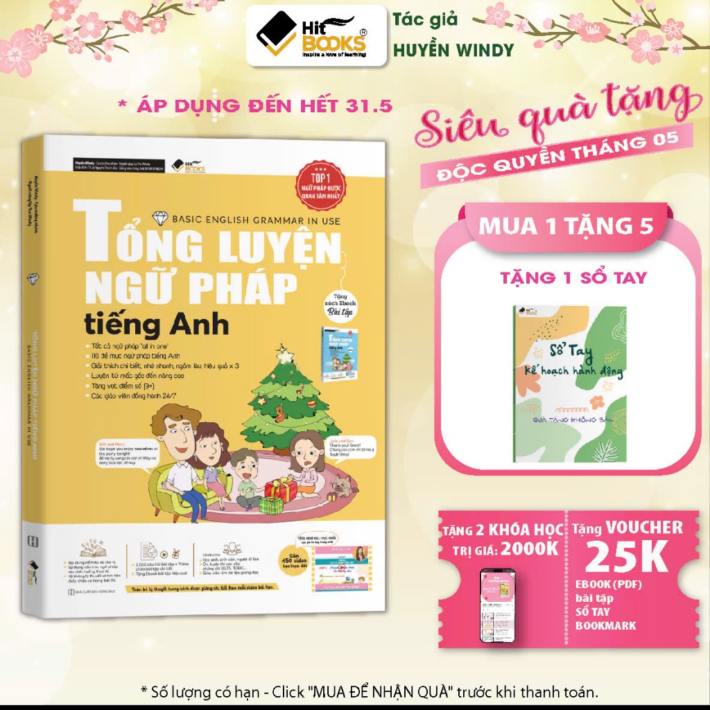 Sách - Tổng Luyện Ngữ Pháp Tiếng Anh Kèm Khoá Học Hitbooks - Tặng 2000 Từ Vựng Tiếng Anh