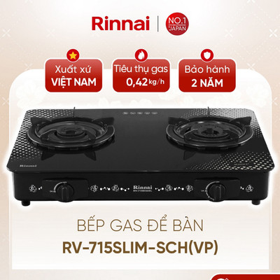 [CHÍNH HÃNG] Bếp gas dương Rinnai RV-715Slim-SCH(VP) - Mặt bếp kính SCHOTT và kiềng men