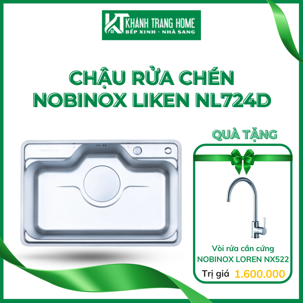 Chậu rửa bát NOBINOX LIKEN NL724D vân siêu mịn chống xước, bảo hành lên đến 10 năm