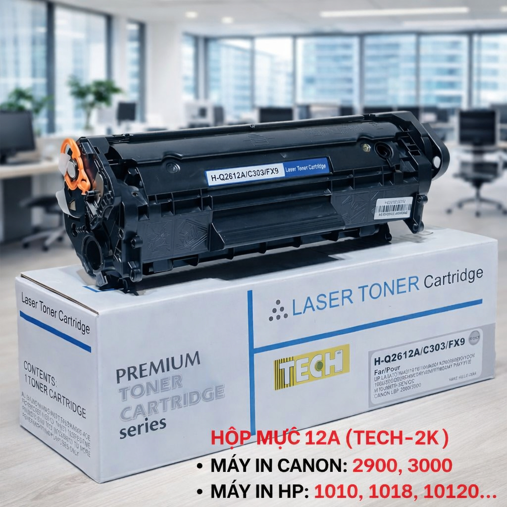 Hộp mực máy in Canon 2900 (Q2612A/303/FX9) mới 100%, dùng cho Canon 2900, 3000 và HP 1020, 1010, 302