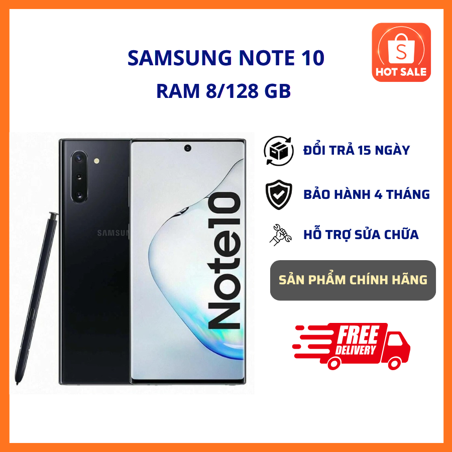 Điện Thoại Samsung Note 10 - RAM 8/256 GB - Chip Snapdragon 865 - Pin 4000 - Có Bút Spen Tiện Lợi