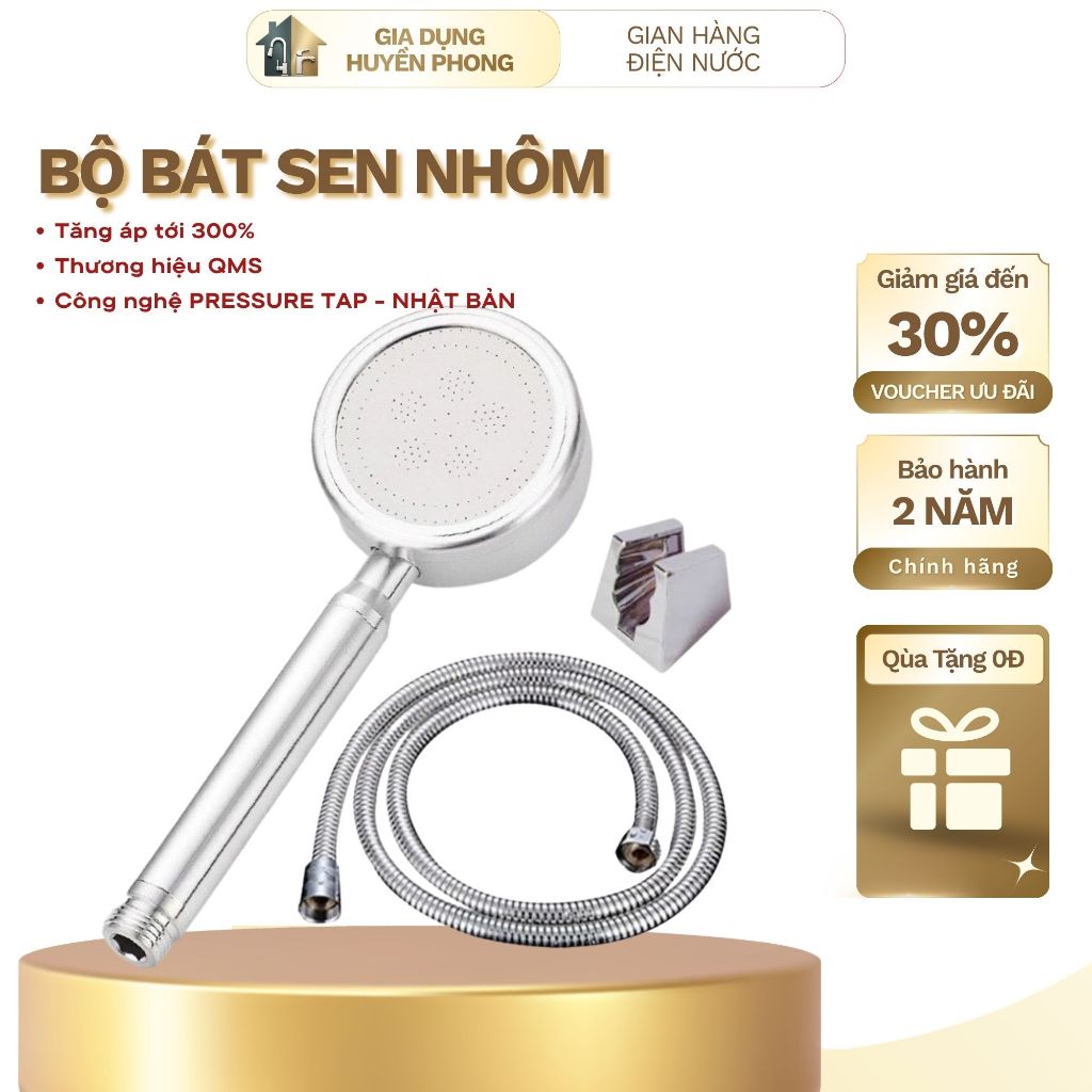 Bộ Bát Sen Tắm Nhôm Tăng Áp Massage Áp Lực Mạnh Chống Gỉ Cao Cấp QMS - Gia Dụng Huyền Phong