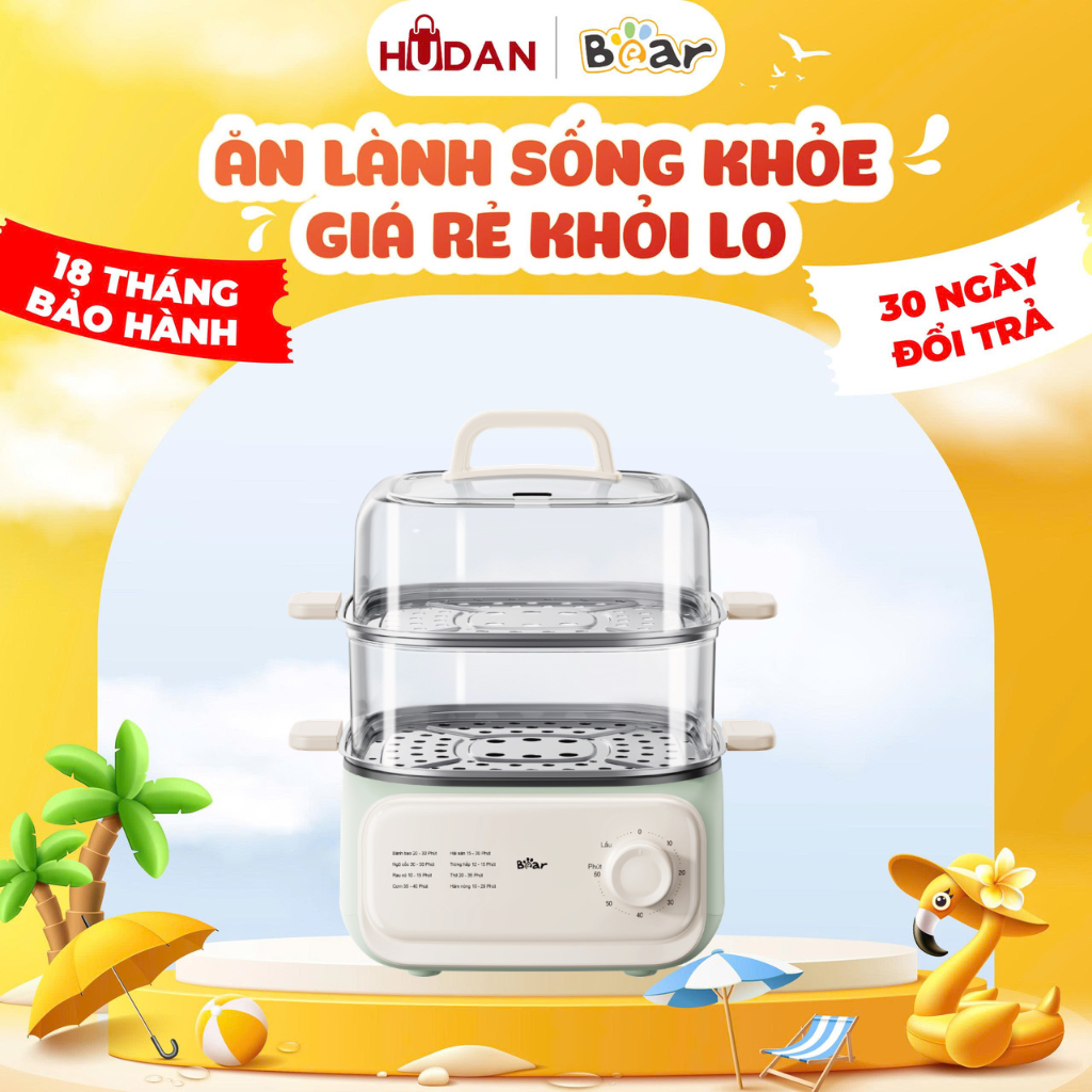 Nồi hấp điện đa năng Bear EFS-4H30D 2 tầng 10,3L tiện lợi  bảo hành 18 tháng