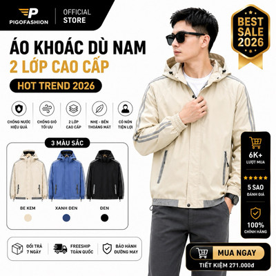 Áo khoác dù nam có nón phối viền trẻ trung SPMAKD46 Pigofashion