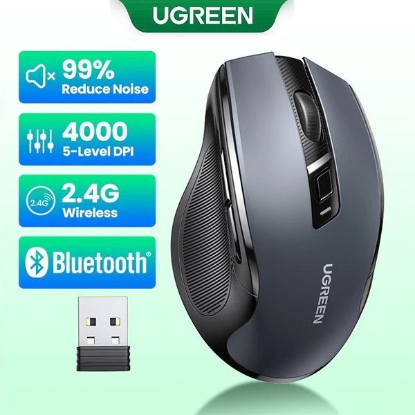 Chuột không dây + Buetooth 5.0 chính hãng Ugreen 15508 MU006 Silent Click Nút bấm im lặng 5 cấp độ 4