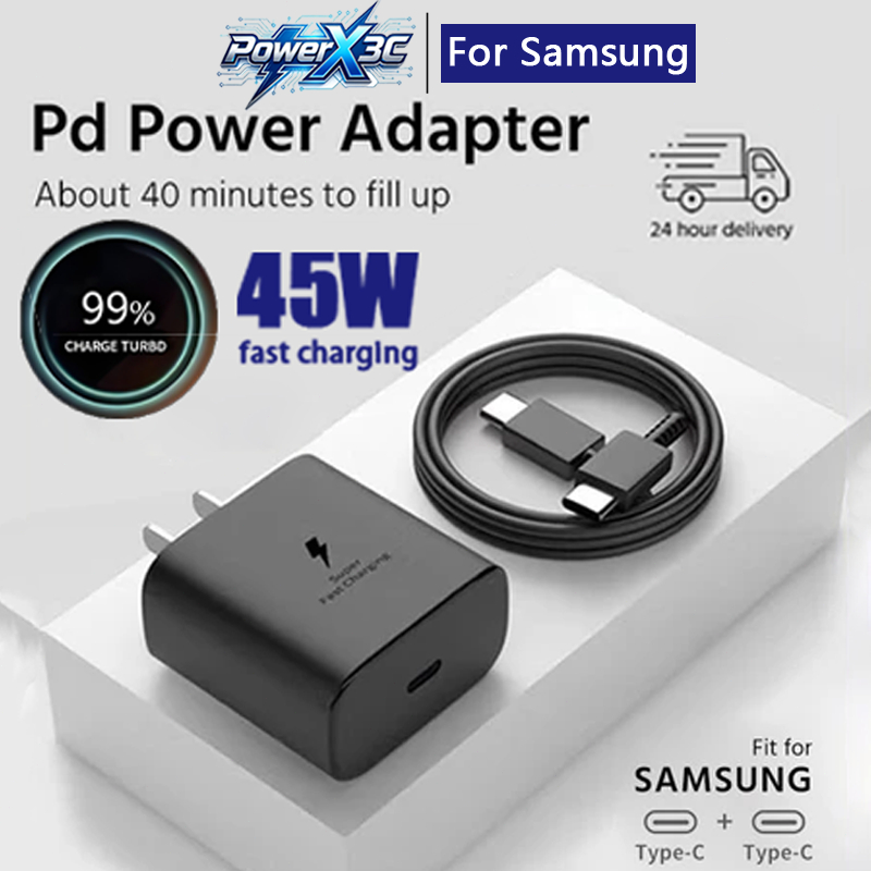 For Samsung 25W 45W Adapter Super Fast Charger Type C To C Quick Cable Black Suitable S21 S22 Ultra