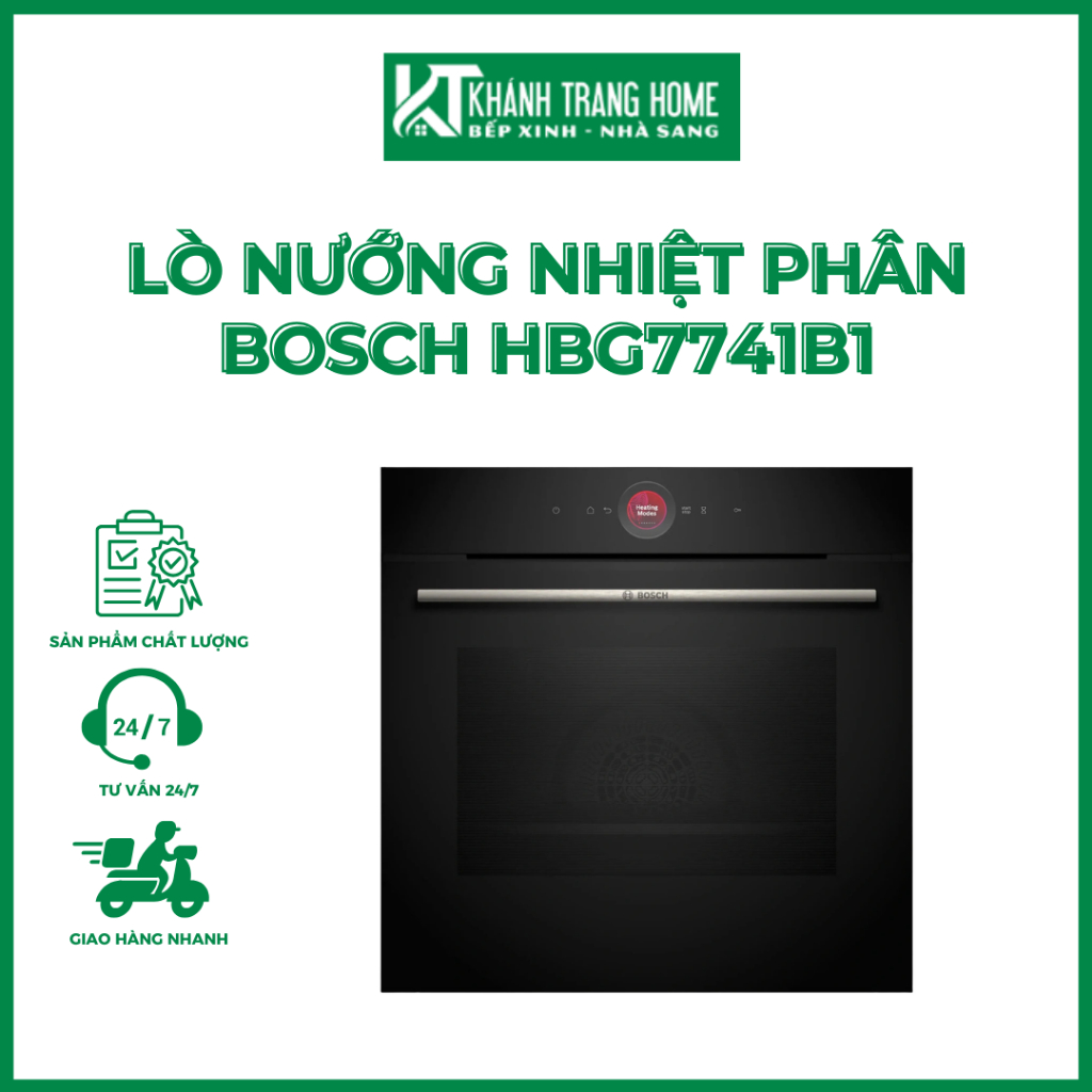 Lò nướng âm tủ nhiệt phân Bosch HBG7741B1 serie 8 xuất xứ Đức, màu đen sang trọng - Khánh Trang Home