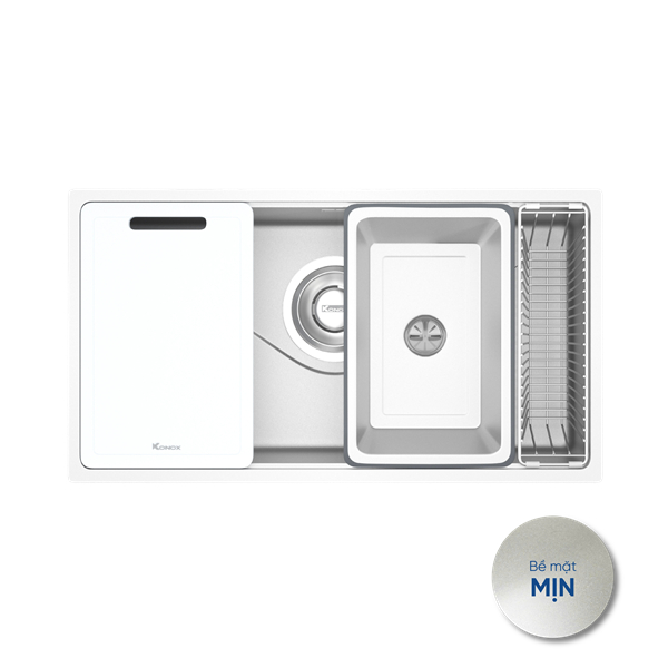 Chậu rửa bát phong cách Nhật bề mặt mịn Konox Tari 8748SM - Tổng kho bếp Lê Gia