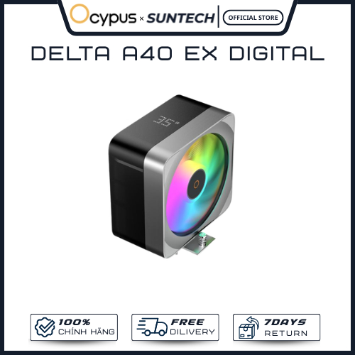 Tản Nhiệt Khí CPU Ocypus Delta A40 EX BK ARGB - Màn Hình LED Matrix Hiển Thị Nhiệt Độ, 4 Ống Đồng, L