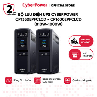 UPS CyberPower CP1600EPFCLCD (1600VA/1000W) – Sóng Sine Chuẩn, LCD Màu, AVR, Dành Cho PC Gaming, Workstation, Server