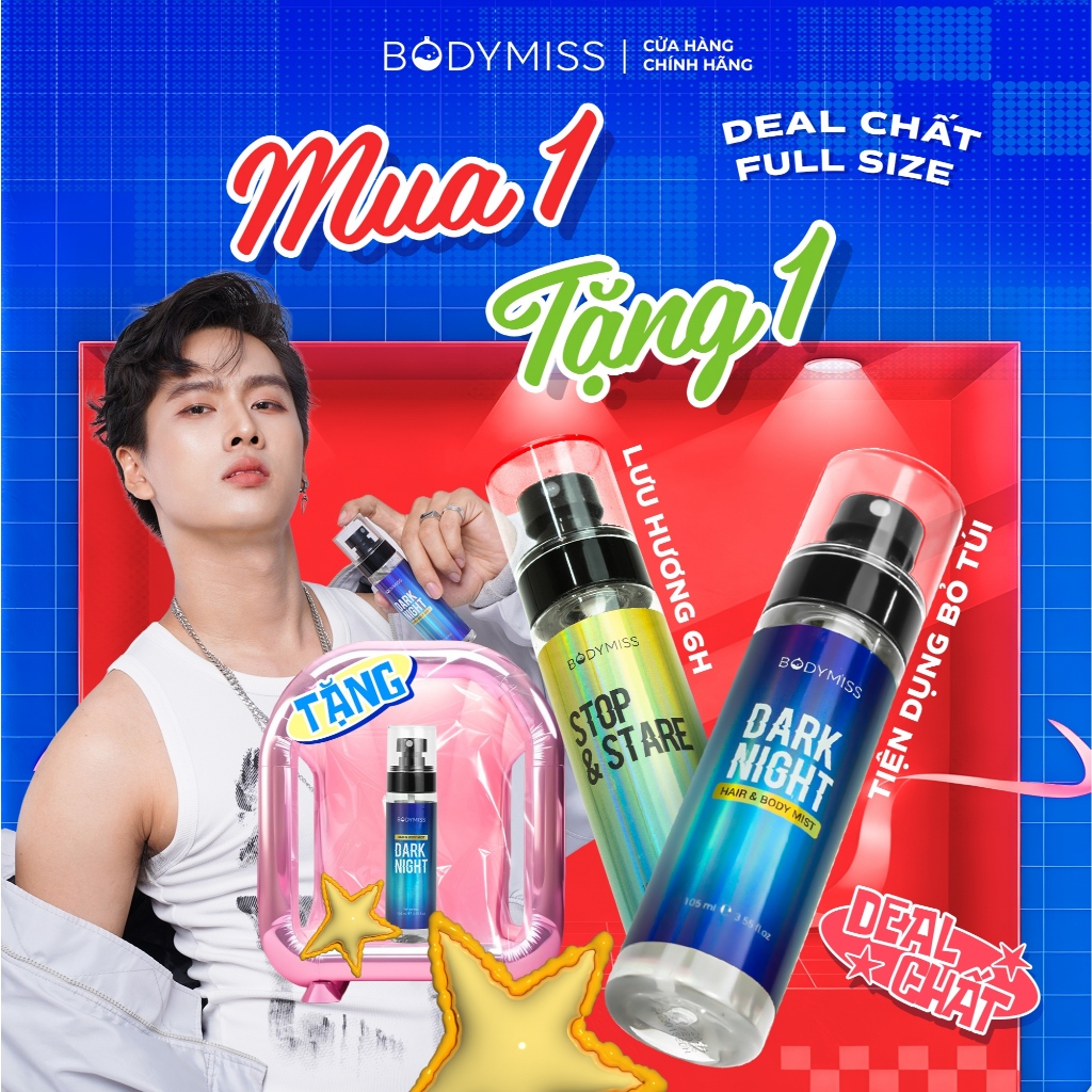 [MUA 1 TẶNG 1] Body Mist Unisex Cho Nam Nữ Đi Học Đi Làm, Bodymist Chính Hãng Lưu Hương 6H BODYMISS