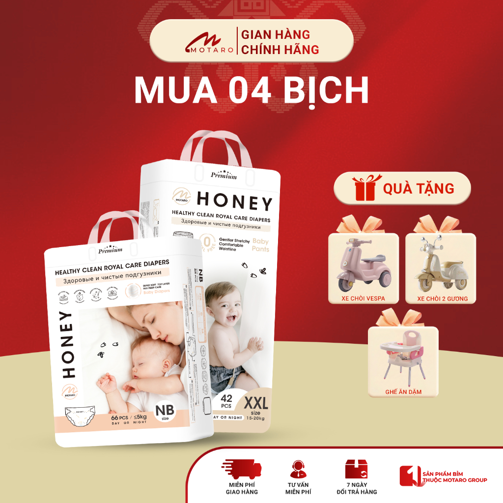 [HONEY PREMIUM] COMBO 4 Bịch Honey Premium Tơ Tằm Chính Hãng Cho Bé