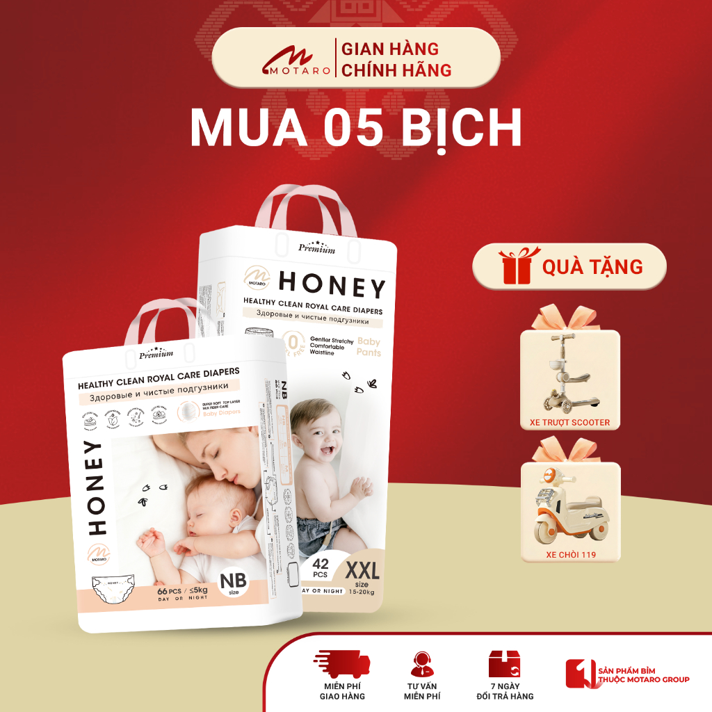 [HONEY PREMIUM] COMBO 5 Bịch Tã Bỉm Dán/Quần Honey Premium  Chính Hãng Cho Bé
