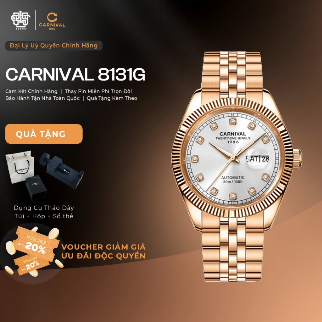 Đồng Hồ Nam Carnival 8131G-VH-T Automatic Hàng Chính Hãng 1994s WATCH