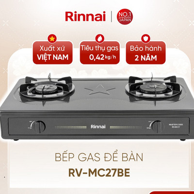 [CHÍNH HÃNG] Bếp gas dương Rinnai RV-MC27BE - Mặt bếp Thép phủ men và kiềng bếp men