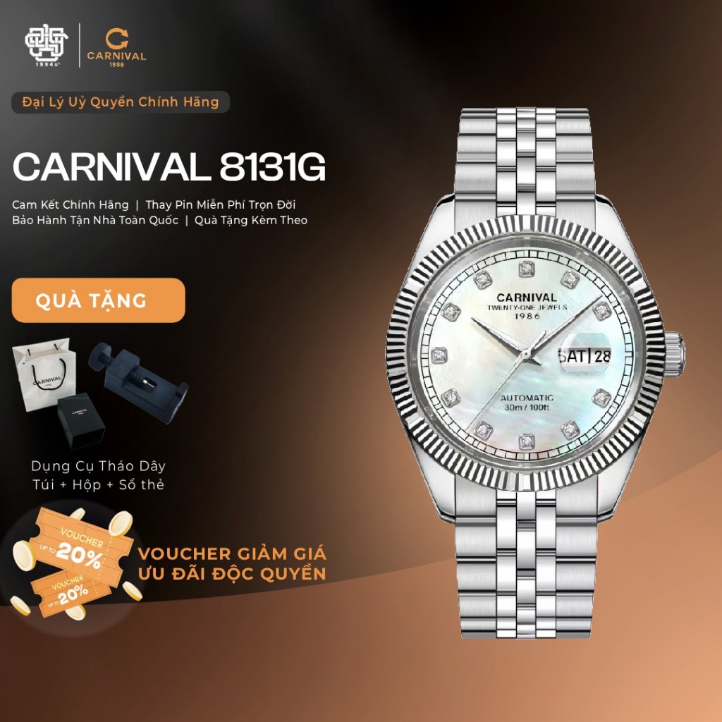 Đồng Hồ Nam Carnival 8131G-VT-TK Automatic Hàng Chính Hãng 1994s WATCH