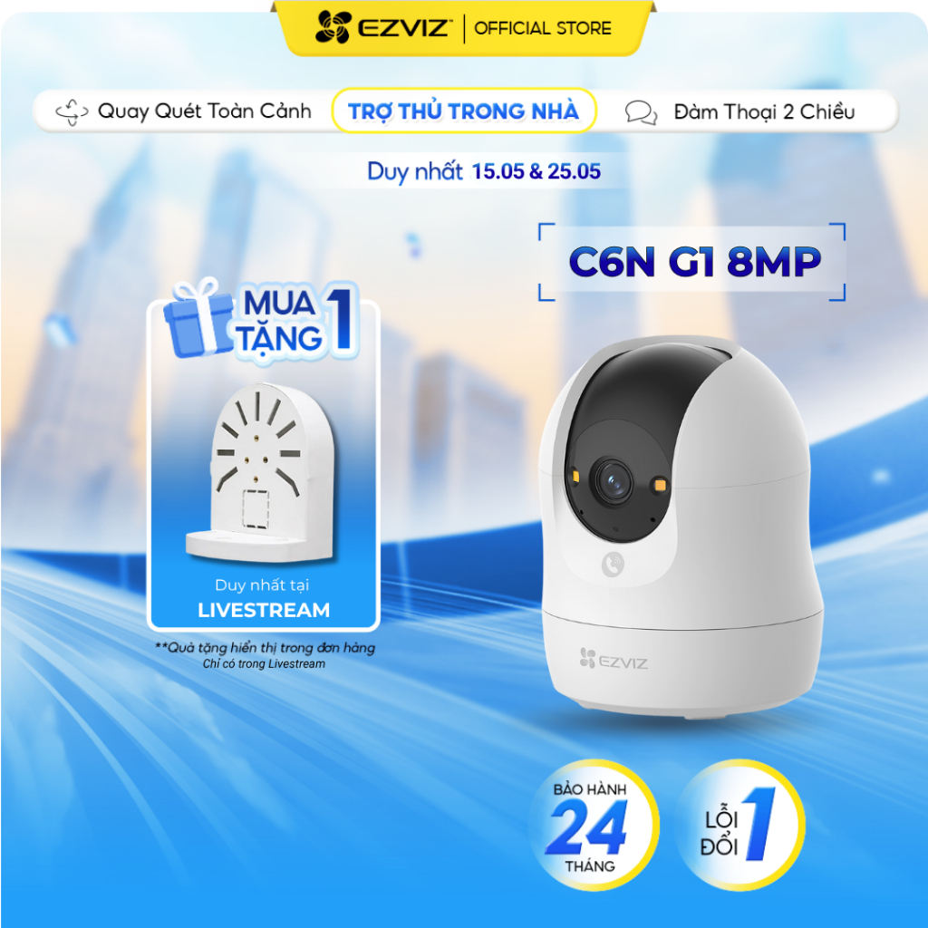 Camera EZVIZ C6N G1 8MP - Góc siêu rộng, Nhận Diện Người và Thú Cưng, True WDR Giảm Chói Sáng, Chạm 