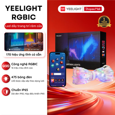 Đèn LED Dây Trang Trí Rèm Cửa Yeelight Curtain Light | Nhiều hiệu ứng sáng, RGBIC đồng bộ âm nhạc