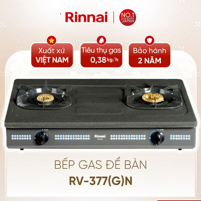 [CHÍNH HÃNG] Bếp gas dương Rinnai RV-377(G)N - Mặt bếp: Thép phủ men và kiềng bếp men