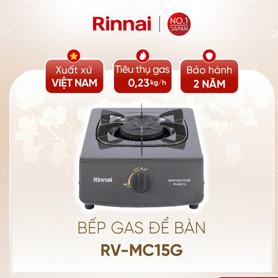 [CHÍNH HÃNG] Bếp gas dương Rinnai RV-MC15G - Mặt bếp Thép phủ men và kiềng bếp men -Dùng bình gas lớn