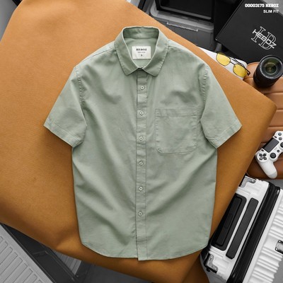 Áo sơ mi nam HEBOZ linen ngắn tay 4M có túi áo, chất mềm nhẹ thoáng mát - 00003175