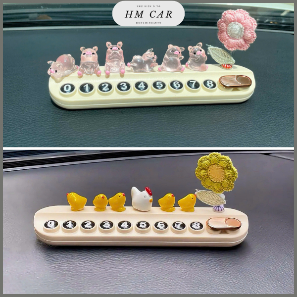 Bảng Số Kem Mix Set Gà Cute Dễ Thương Đặt Taplo Oto- Thẻ đỗ Xe Hơi Dễ Thương, Decor Oto Phong Cách