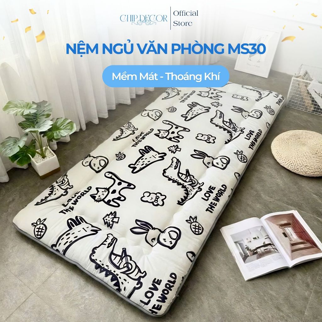 Đệm Ngủ Văn Phòng Cao Cấp CHIP DECOR Nệm Ngủ Gấp Gọn Tiện Lợi Trải Giường Kí Túc Xá 90x190 MS30