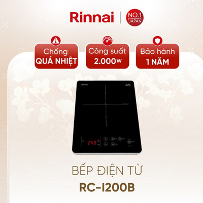 [CHÍNH HÃNG] Bếp từ đơn 2000W Rinnai RC-I200B - Mặt bếp Kính cường lực - Điều khiển cảm ứng