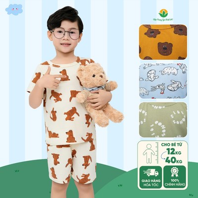 Bộ đồ bé trai chất cotton dệt kim Việt Thắng áo cộc tay quần đùi co giãn mặc hè thoải mái B63.6020