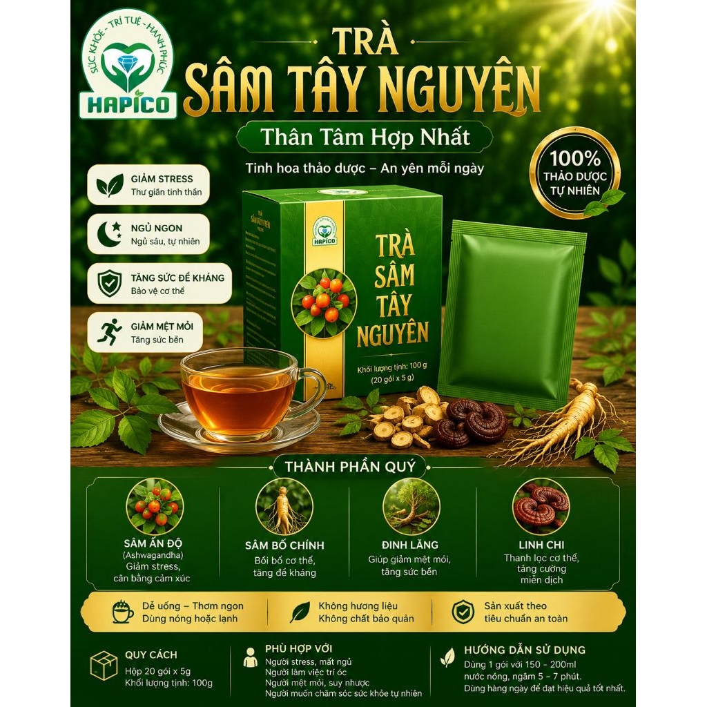 Trà sâm Tây Nguyên Hapico, sâm Ấn Độ tốt thứ 2 thế giới chỉ sau sâm Ngọc Linh