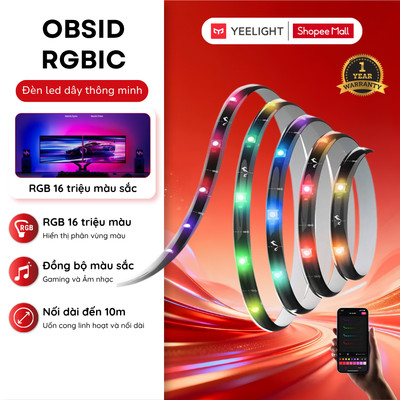 Đèn LED Dây Yeelight Obsid RGBIC | LED RGB 16 triệu màu, Đồng bộ âm nhạc, Hỗ trợ Homekit