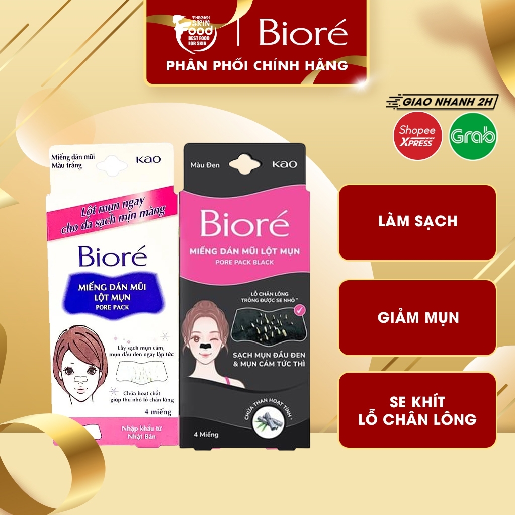 Bioré Miếng Dán Mũi Lột Mụn [Hộp 4 Miếng]