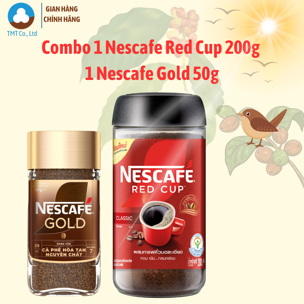 Combo 1 Cà phê hòa tan Nescafe Red Cup 200g và 1 Nescafe Gold 50g