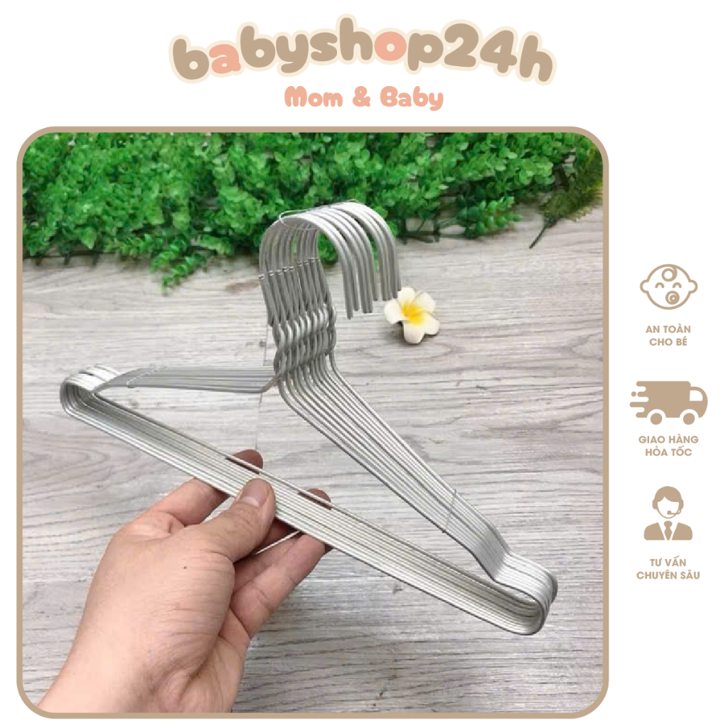 Sét 10 Chiếc Móc Nhôm Phơi Quần Áo Cho Bé