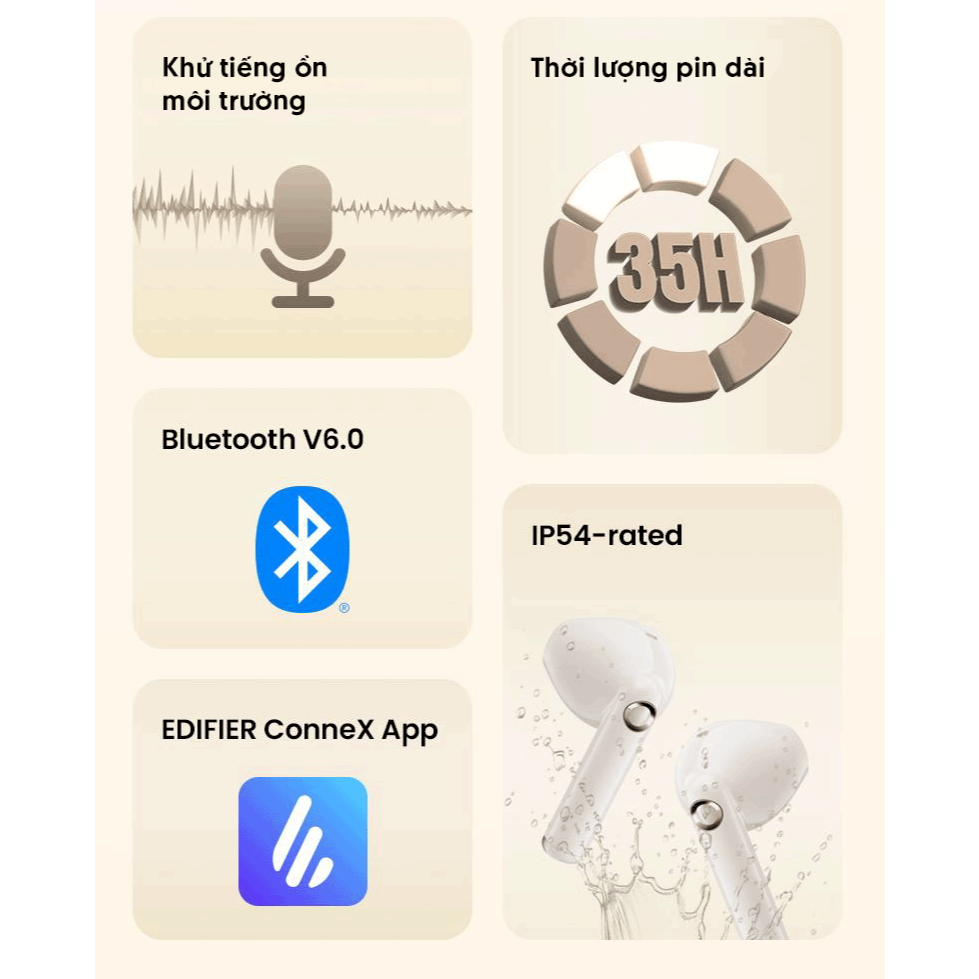 Tai Nghe Bluetooth EDIFIER JOYBUDS | Màn Hình Cảm Ứng | Thời Gian Sử Dụng 35 Tiếng | Bảo Hành 15 Tháng | BigBuy360 - bigbuy360.vn