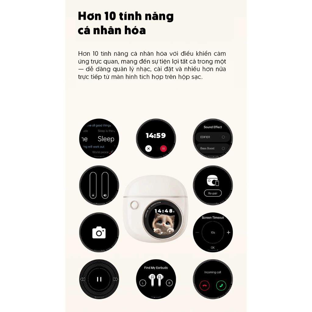 Tai Nghe Bluetooth EDIFIER JOYBUDS | Màn Hình Cảm Ứng | Thời Gian Sử Dụng 35 Tiếng | Bảo Hành 15 Tháng | BigBuy360 - bigbuy360.vn