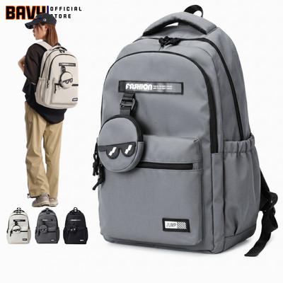 Balo nam nữ thời trang nhiều ngăn, Balo học sinh cấp 1 2 vải chống nước thương hiệu BAVY FASHION BL04GHI