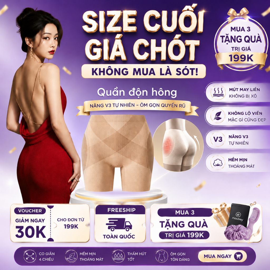 Quần độn hông nâng mông tự nhiên , khắc phục hõm hông [Maobei] – Quần su đúc không lộ viền.