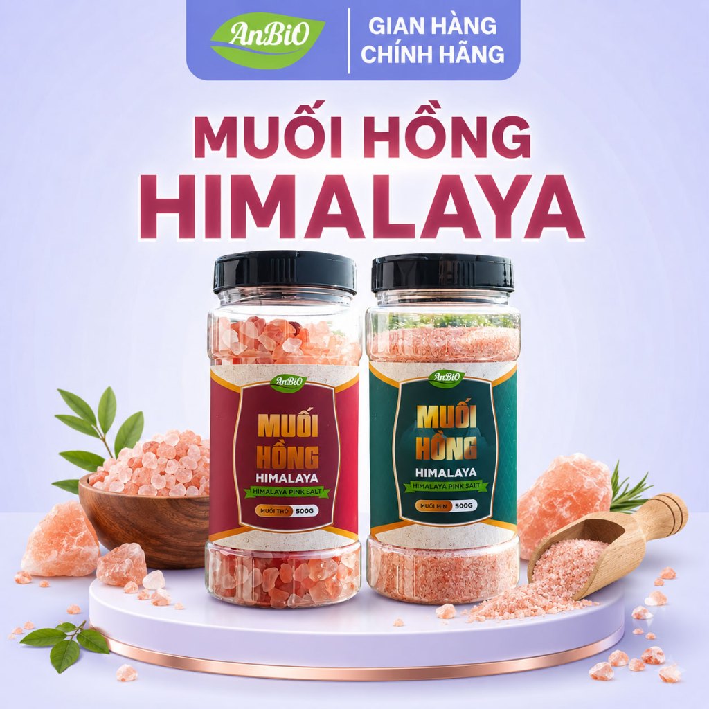 [ AnBiO ] Muối hồng nguyên chất Himalaya ANBIO 500g - mỏ muối lâu đời tại Pakistan thuộc Himalaya
